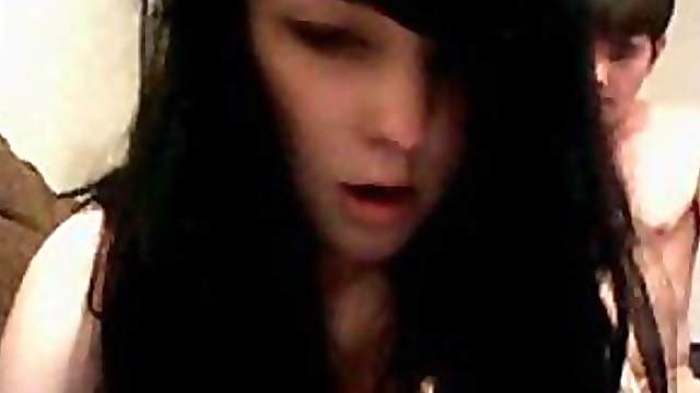 Busty Burnette Teen Sucks Cock and Then Gets Fucked and Facialized On Webcam