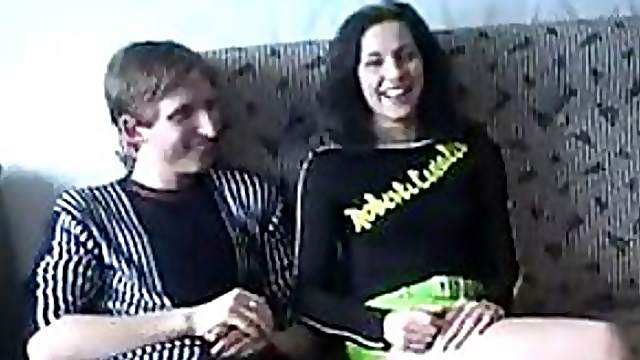 Brunette Sucks Cock and Then Gets Fucked and Facialized - Homemade Threesome