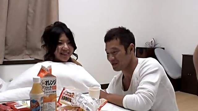 Kinky Japanese girl gets fucked doggystyle on the floor