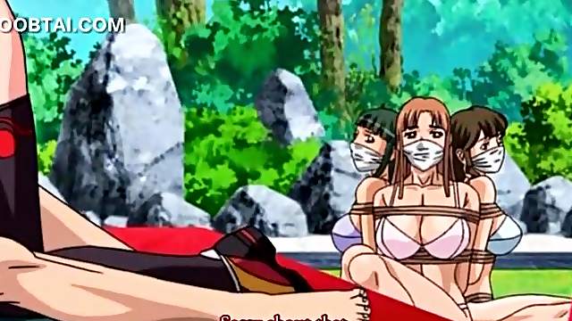 Busty hentai girl tits fucks and sucks dick outdoor