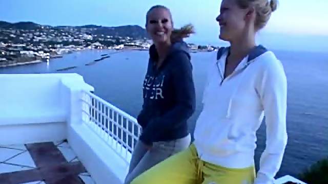Two divine blondies having lesbian sex are just regular girls