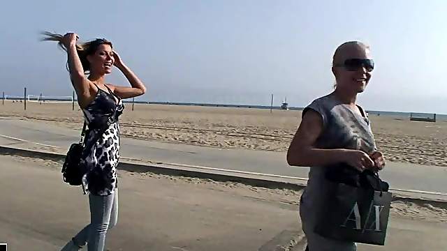 Lovely day with some hot porn models on the beach