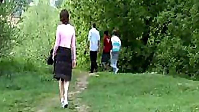 Girl Pisses On The Steps