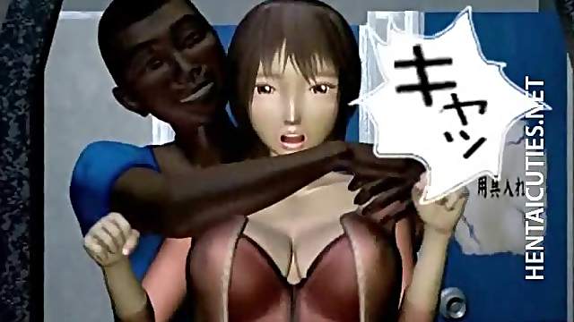 Horny hentai harlot take black penis