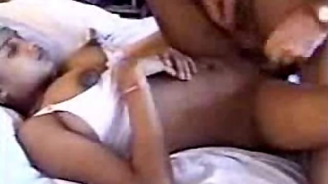 Indian girl and white man are having a wild interracial