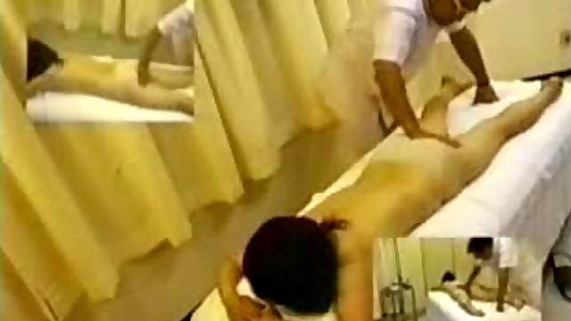 Busty brunette gets all parts of her body massaged