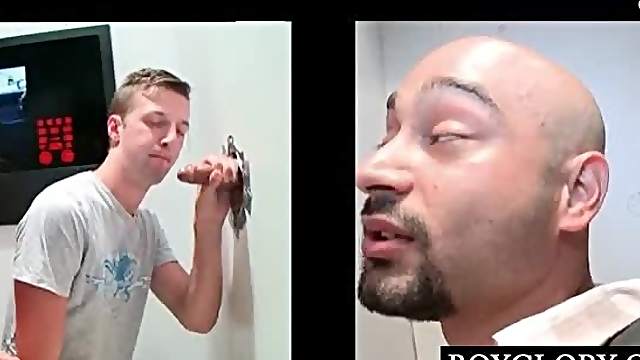 Cute guy picked up for sex gets gay BJ on gloryhole