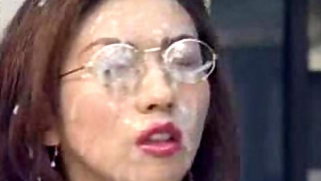 Kinky Japanese office chick gets fucked and covered with cum