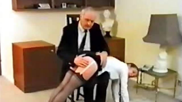Nasty secretary gets spanked by her boss in the office