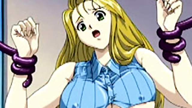 Hentai caught by tentacles and squeezed her bigboobs