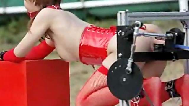 Japanese slut gets a chance to test a new fucking machine