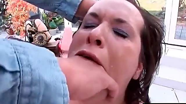 Auburn slut gets mouth fucked and fisted hard