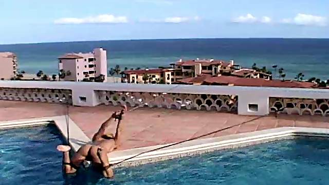 Two busty skanks get tormented and humiliated on the poolside