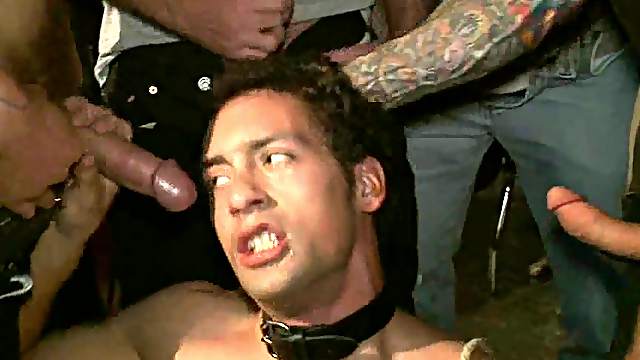 Homo gets tormented and fucked doggy style in public and enjoys it