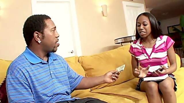 Nice Mocha Love sucks fat dick and gets banged on a sofa