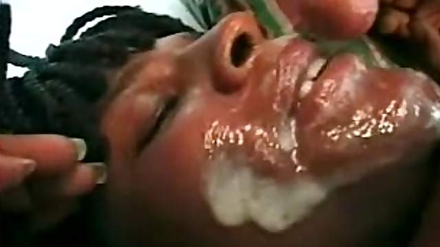 Pregnant black hussy Tolana gets fucked and facialed in MMF threesome