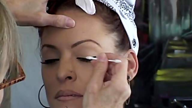 Backstage video with pornstars preparing for sex scene