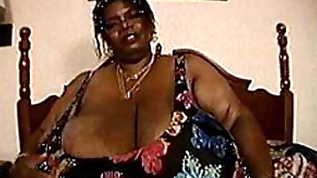 Curvaceous BBBW Mature Norma Stitz Massages Her Humongous Natural Rack
