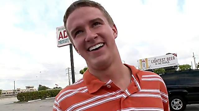 Cute girl tricks him into getting a gay gloryhole blowjob