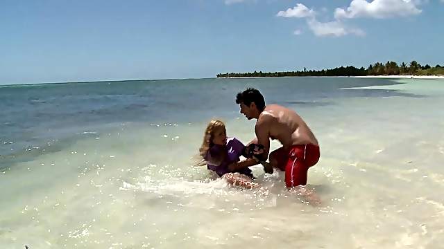 Slim blonde enjoys riding a boner on a beach in hardcore scene