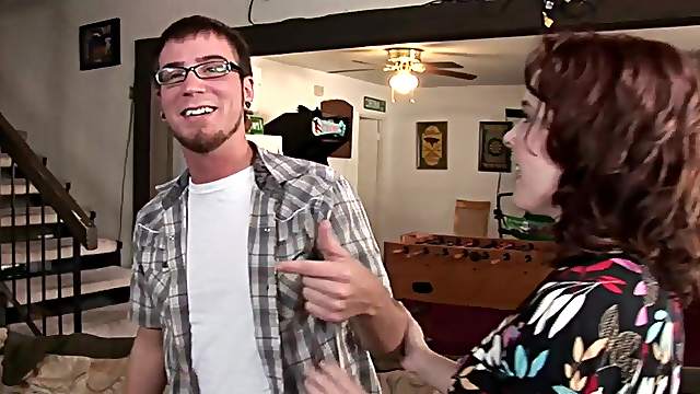 Desirable ginger MILF Mae Victoria gets fucked by cocky nerd