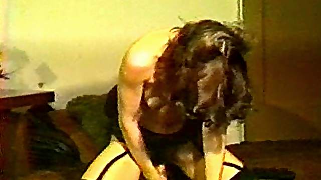 Attractive cowgirl in nylon stocking masturbating using vibrator while moaning
