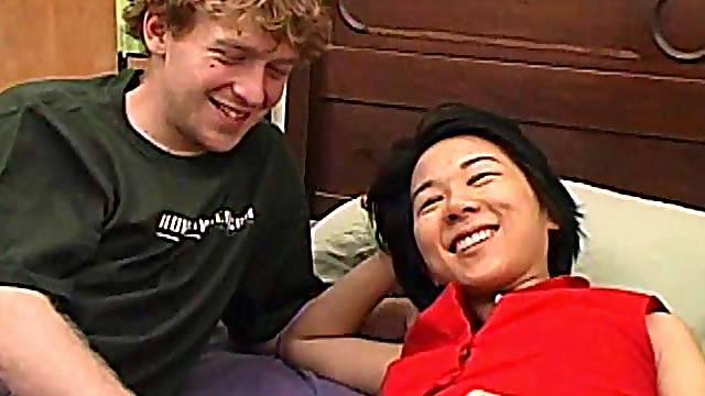 Asian babe gets hairy pussy fingered and slammed in reality shoot