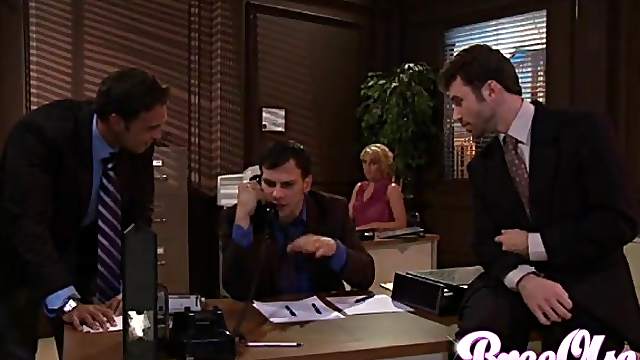 Beautiful Blonde Porn Star Enjoying A Hardcore Gangbang In Her Office