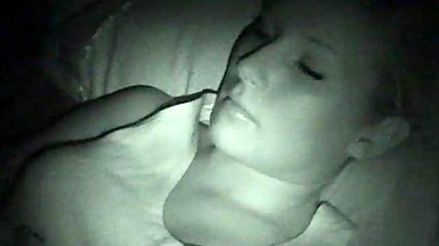 Tattooed chick with beautiful tits getting her pussy fingered while she's sleeping