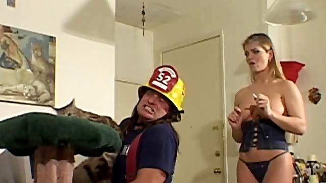 a fireman comes in and bangs this hot babe's brains out