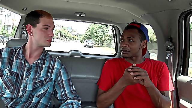 A gay white guy gives a hung black stud a wicked blowjob
