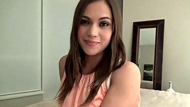 Gorgeous Alyssa Reece strips off her top and shows her perfect tits