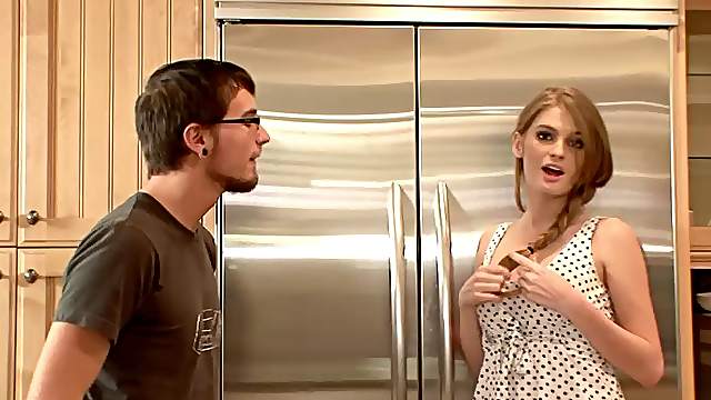 Naughty teen Faye nailed hardcore on the kitchen floor
