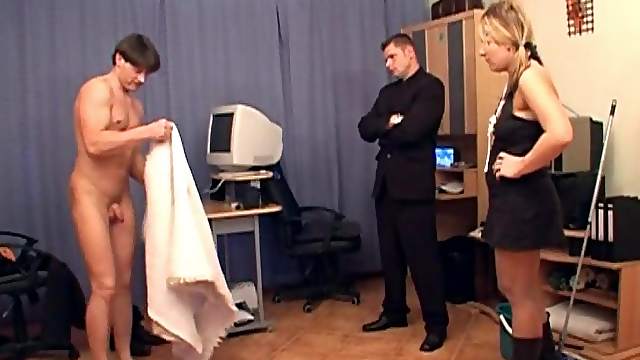 Office cleaning girl licks assholes as part of her services