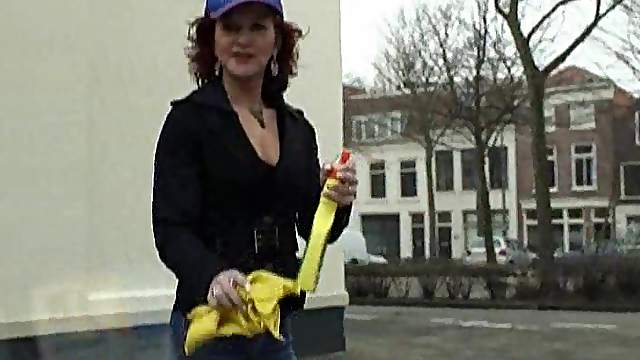 Salacious cougar with a shaved pussy enjoying a hardcore dildo fuck