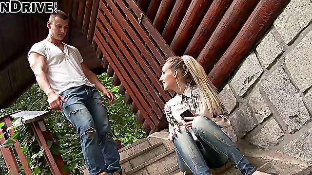 Horny Jenny Simons gets a rough deepthroat outdoors in POV