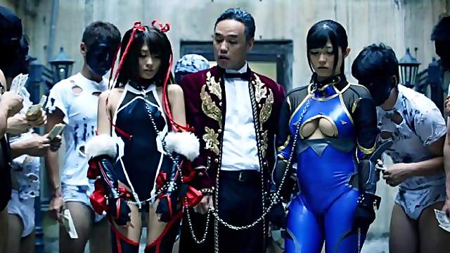 Several Japanese chicks getting tied up and slammed in this cute orgy