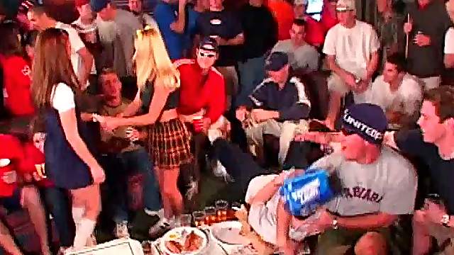 Long haired brunette gets her tight anal jammed at a wild orgy