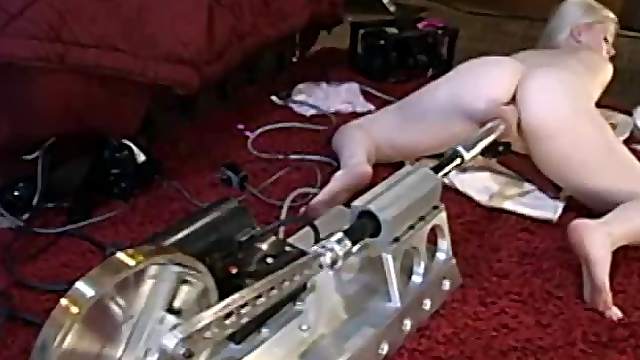 Blonde Pumping Her Tits and Getting Fucked By a Fucking Device