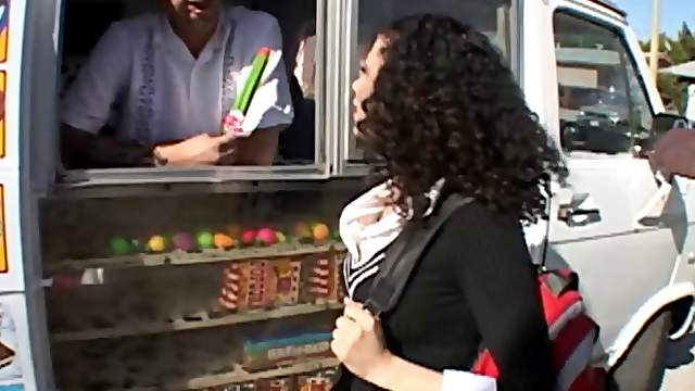 A slutty Latina teen gets fucked in the back of a food truck