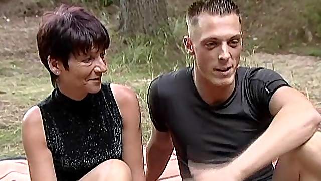 In the forest with an old lady that wants his dick