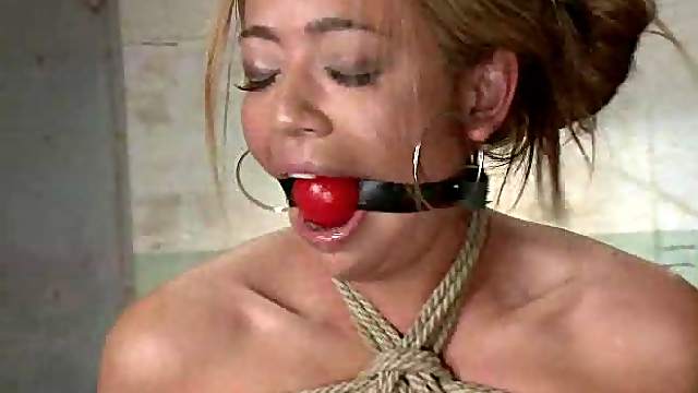 Hot blonde Wears A Gag Ball As She's Left Breathless From A BDSM Game