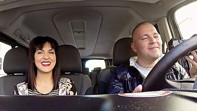 Slut sucking dick and fucking in the back of the car