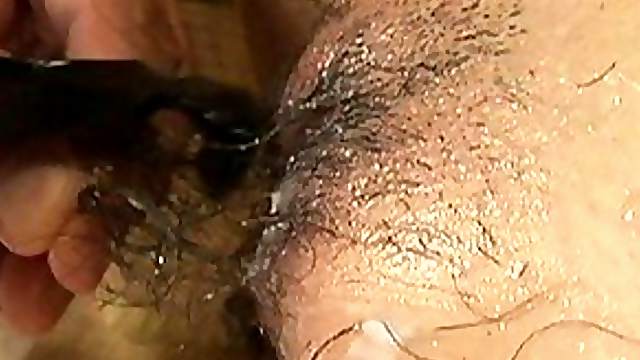 Yuki Igawa's asshole gets fingered and her hairy cunt creamed