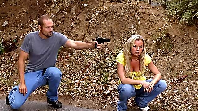 Danica Dillan with long hair yelling while her pussy is licked