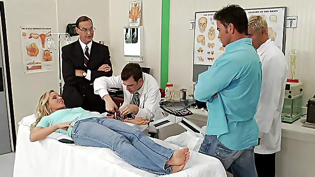 The doctor examines her then prescribes his dick to her