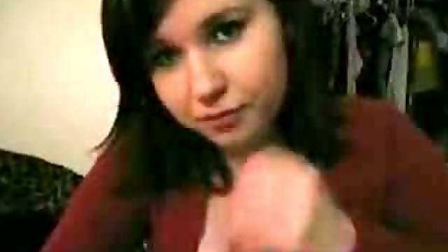 Hot Brunette Loves Giving A Handjob And Sucking On A Boner