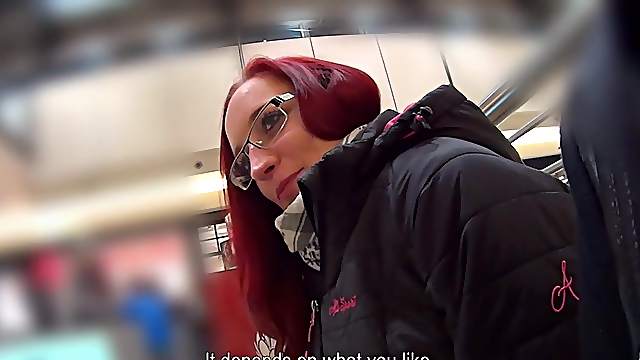 Amateur redhead girl sucking and fucking for shopping free