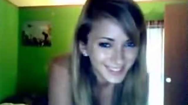 Blonde Webcam Girl Strips to Camera and Plays