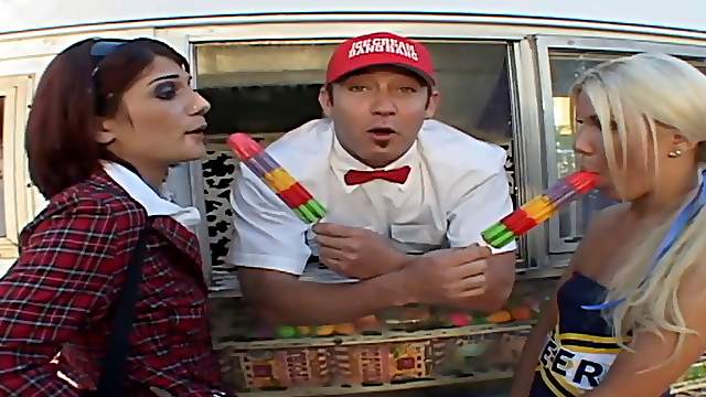 Two sexy demoiselles ride the dick and receive the facial cumshots